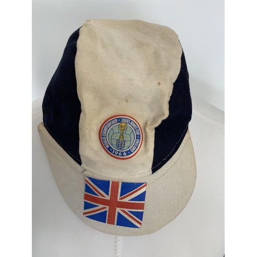 61 - 1966 Football World Cup Caps: Original caps one depicting the Union Jack with tournament logo the ot... 