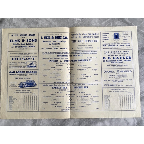 658 - 48/49 Enfield v Tottenham Football Programme: Christmas Day friendly versus a Tottenham X1 including... 