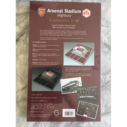 696 - Arsenal Highbury Stadium Pop Up Football Book: Unused and still in wrapper. Has sound and lights in ... 