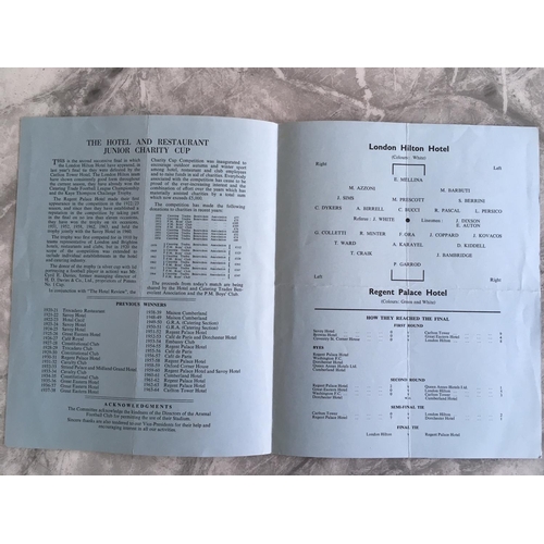 706 - 64/65 Catering Trade Football Programme At Arsenal: London Hilton v Regent Palace at Highbury. Large... 