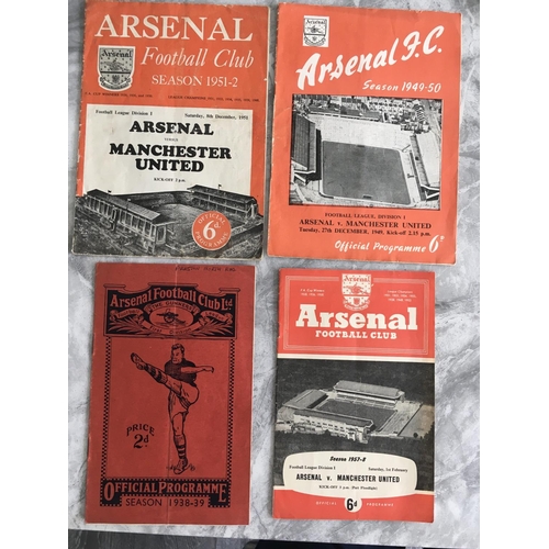 714 - Arsenal Football Programmes: All homes except for 42/43 Reading away unwritten single sheet. 38/39 P... 