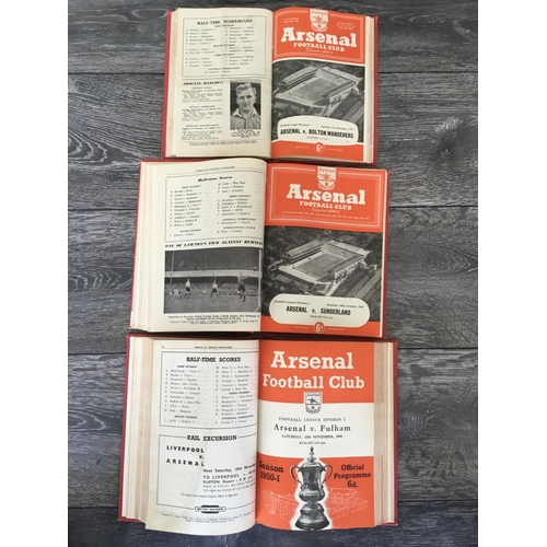 716 - Arsenal Bound Volumes Of Football Programmes: All first team league and FA cup matches with covers f... 