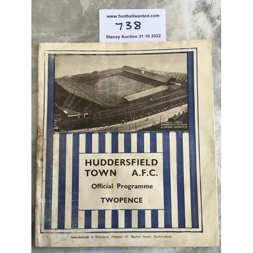 738 - 1934 FA Cup Semi Final Football Programme: Aston Villa v Manchester City played at Huddersfield. Fai... 