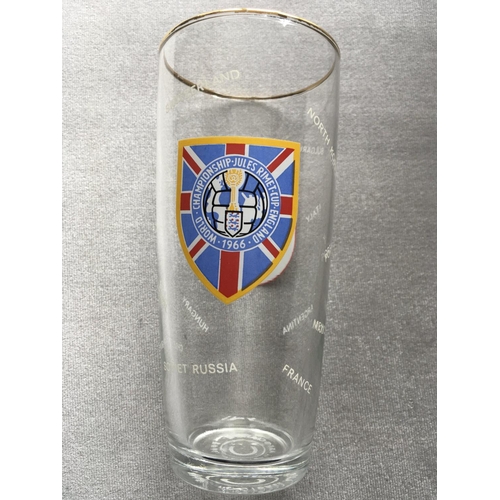 74 - 1966 Football World Cup Drinking Glass: Featuring World Cup Willie one side and the tournament logo ... 