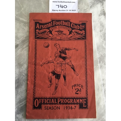 740 - 1937 FA Cup Semi Final Football Programme: West Brom v Preston at Arsenal. Fair/good condition with ... 