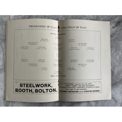 748 - 1923 FA Cup Final Football Programme: Bolton Wanderers v West Ham original programme in very good co... 