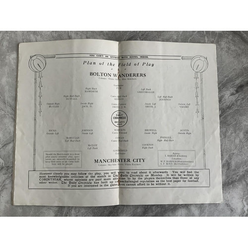 749 - 1926 FA Cup Final Football Programme: Bolton Wanderers v Manchester City in good condition with stap... 