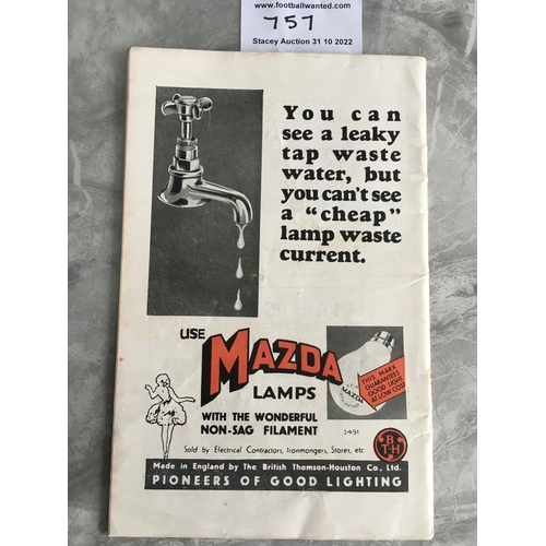 757 - 1934 FA Cup Final Football Programme: Manchester City v Portsmouth in good condition. Ex rusty stapl... 