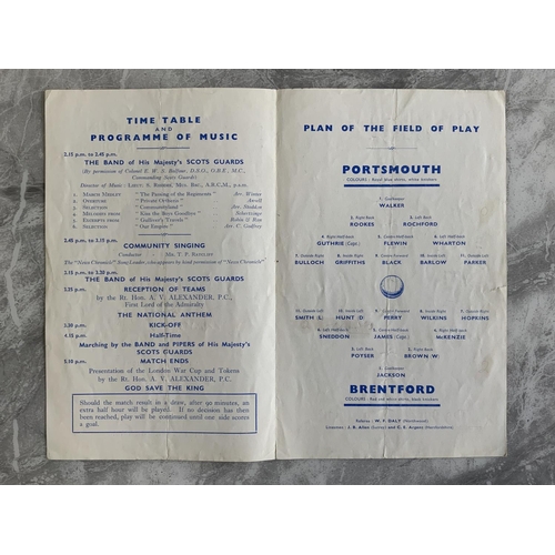 765 - 1942 War Cup Final Football Programme: Portsmouth v Brentford 4 pager in good condition. Tiniest tea... 