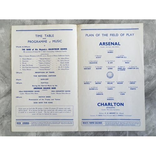 766 - 1943 War Cup Final Football Programme: Arsenal v Charlton 4 pager in very good condition. No team ch... 