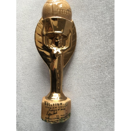 80 - 1966 World Cup Jules Rimet Trophy Sherry: Six inch trophy with ball on top. Bottle originally contai... 