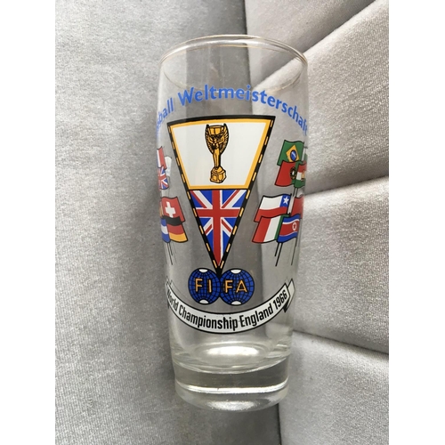 81 - 1966 World Cup German Drinking Glass: Small 0.25 litre decorative beer glass with each of the 16 nat... 