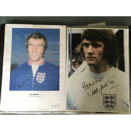 824 - England Football International Large Photos: Album with mainly 16 x 12 inch photos. Some are signed ... 