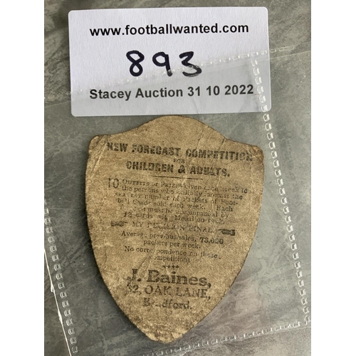 893 - Preston North End Baines Shield Football Card: As you would expect from this very old collectible ca... 