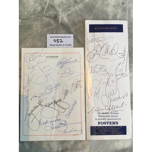 952 - Ronnie Whelan Liverpool Signed Testimonial Football Menus: 1990 signed to rear by 13 including Fairc... 