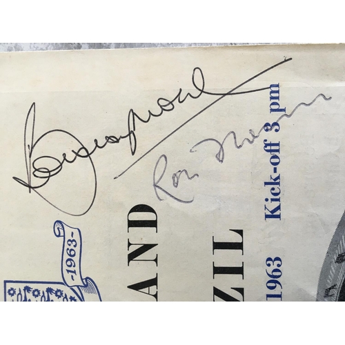 962 - 1963 England v Brazil Signed Football Programme: Autographed clearly to cover by Bobby Moore Bobby C... 