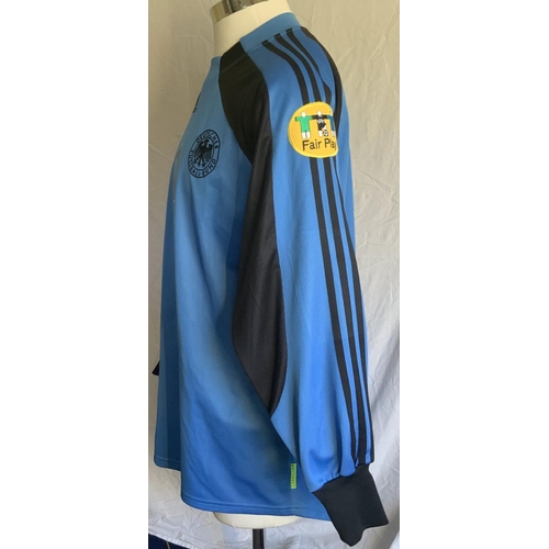 985 - Euro 2000 Germany Match Worn Goalkeepers Shirt: Blue long sleeve Adidas XL long sleeve shirt with nu... 