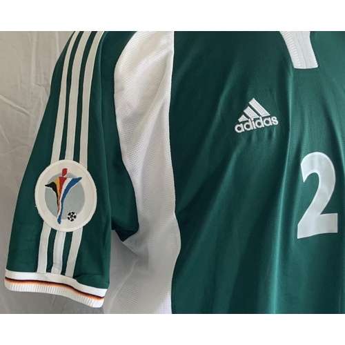 986 - Germany Euro 2000 Match Worn Football Shirt: Green Adidas  short sleeve shirt, number 2 worn by Live... 