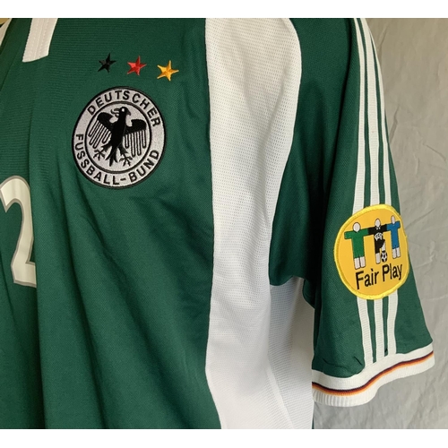 986 - Germany Euro 2000 Match Worn Football Shirt: Green Adidas  short sleeve shirt, number 2 worn by Live... 