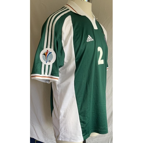 986 - Germany Euro 2000 Match Worn Football Shirt: Green Adidas  short sleeve shirt, number 2 worn by Live... 