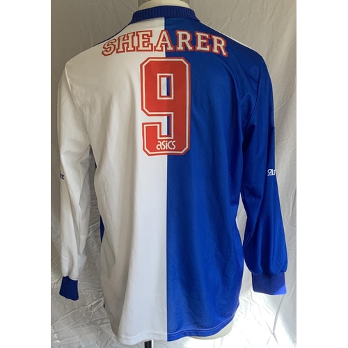 989 - Shearer Championship Winning Blackburn Rovers Match Worn Football Shirt: Home long sleeve Asics shir... 