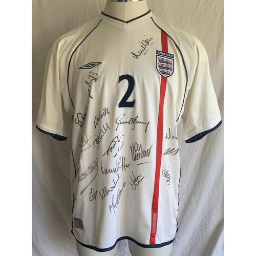 999 - 2001 - 2003 Signed England Under 21 Match Worn Football Shirt: Short sleeve white XL shirt with numb... 