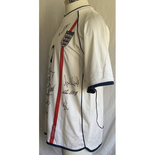 999 - 2001 - 2003 Signed England Under 21 Match Worn Football Shirt: Short sleeve white XL shirt with numb... 