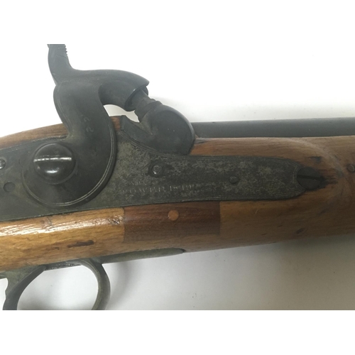 2141 - A Victorian percussion muzzle load pistol with brass trigger guard the action with Victorian crown a... 