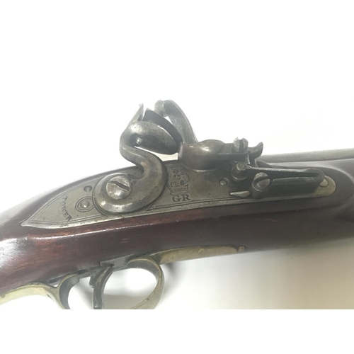 2142 - A nice original flintlock Early 19th century pistol with brass trigger Guard brass end stop the acti... 