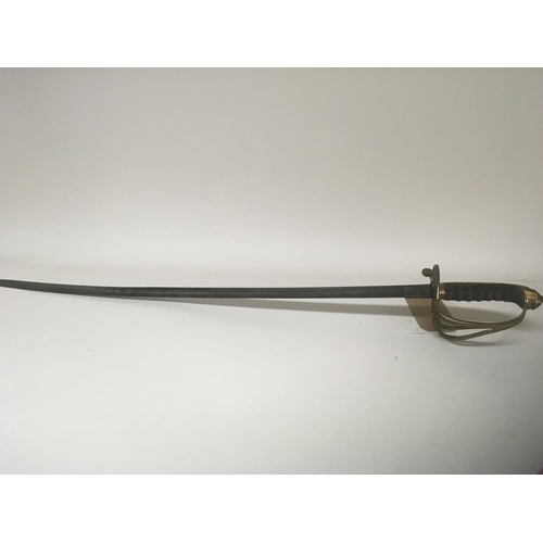 2147 - A Victorian 1845 pattern officers sword the scroll open Guard with Victorian cypher engraved blade B... 