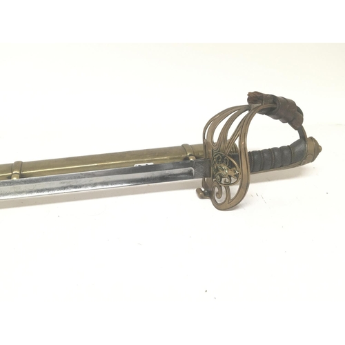 2148 - A Victorian 1845 pattern officers sword the brass hilt with Queen Victoria cypher maker Henry Wilkin... 
