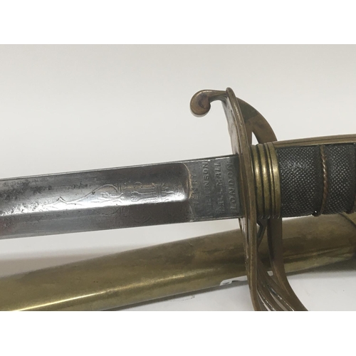 2148 - A Victorian 1845 pattern officers sword the brass hilt with Queen Victoria cypher maker Henry Wilkin... 