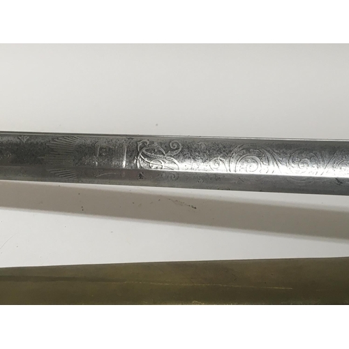 2148 - A Victorian 1845 pattern officers sword the brass hilt with Queen Victoria cypher maker Henry Wilkin... 