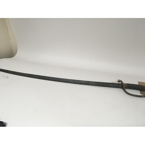 2160 - A late 19th century Russian cavalry sword the brass hilt dated 1894 with Russian marks to the brass ... 