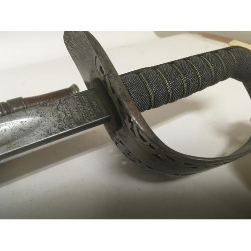 2161 - An Edwardian VII officers military sword the steel folate pierced hilt with Royal cypher maker Hawke... 