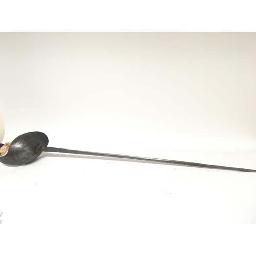 2167 - A George V English Cavalry sword with an enclosed basket hilt engraved steel blade no scabbard.