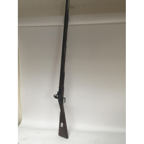 2174 - An Early 19th flintlock musket rifle possible East Indian dock company 10 bore the action stamped 18... 