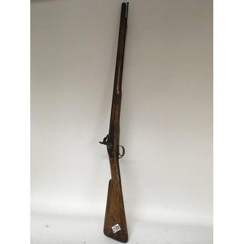 2189 - A ten bore percussion musket rifle with steel fittings short barrel stock possible re-polished. Leng... 
