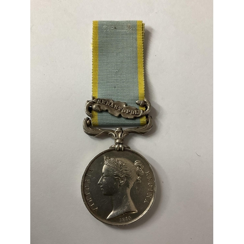 2204 - Criemea medal 1854-55 with Sebastopol bar, awarded to SERGT G.NICHOLS. 3rd BTn. RLA