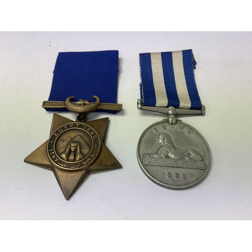 2215 - Egypt 1882-1889 and Khedive star medal pair awarded to Sepoy Heeba 20th Punjab infantry.