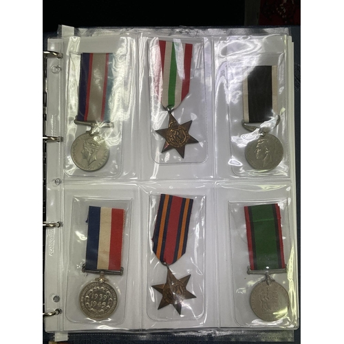 2232 - An album of WW2 and later medals 22 in total including miniatures and a set of John Player cigarette... 