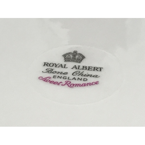 1002 - Royal Albert sweet romance tea set including plates, cups, tea pots.