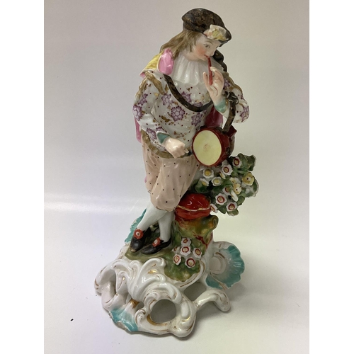 1018 - A 19th Century Derby porcelain figure, some damage and restoration, 20cm.