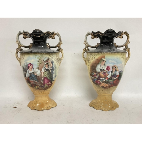 1025 - A pair of Victorian art vases