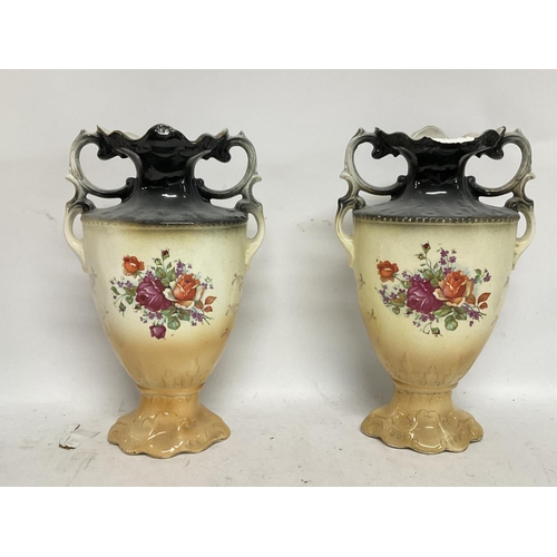 1025 - A pair of Victorian art vases