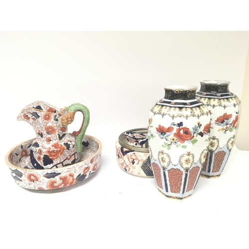 1027 - A pair of Losol ware vases a jug and basin and other ceramic (A lot)