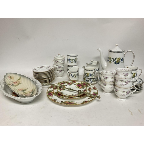 1040 - Chantilly & Paragon tea sets, Royal Albert Old Country Rose plates and 2 x dishes