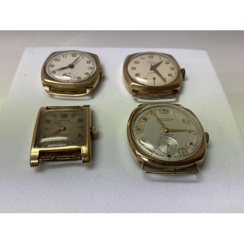 751 - 4 gents vintage 9ct gold watches.