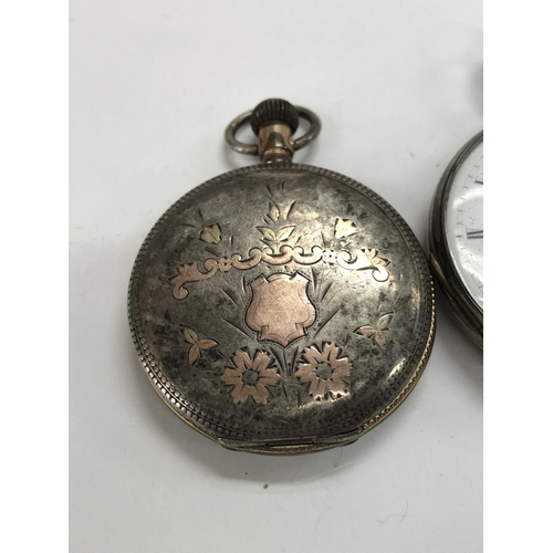 783 - A omega pocket watch with engraved case button wind together with a silver case
Pocket watch.