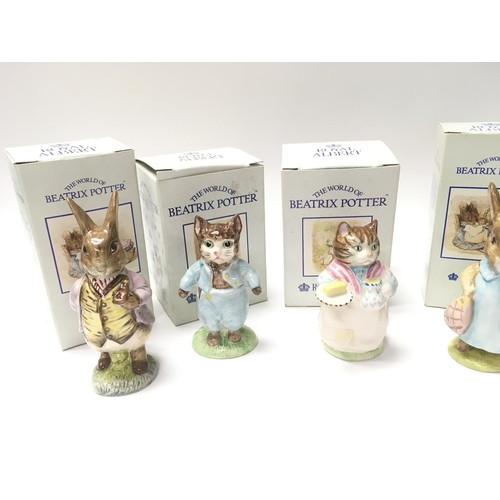 812 - A bunnykins Breakfast set and 4 Boxed Royal Albert Beatrix Potter Figures and a John Beswick.